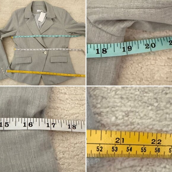 Ecru Womens Gray Blazer Size 8 Classic Shaped One Button Workwear Career Jacket - Picture 5 of 11